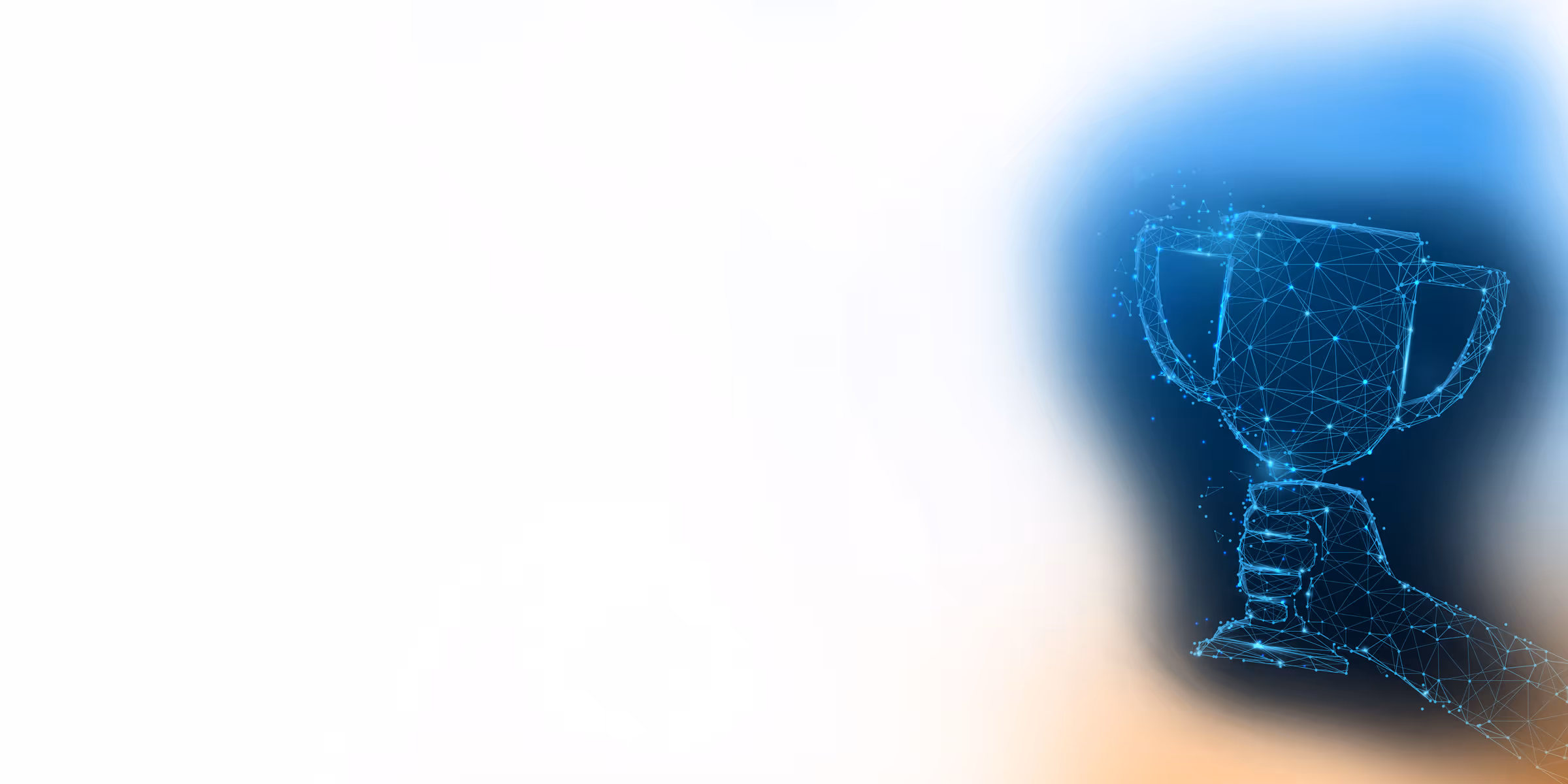 Polygonaler Pokal aus Netzwerkstrukturen als Symbol für Gewinner- und Verliererdenken sowie die Auswirkungen von Bewertungen auf Beziehungen.
